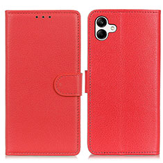 Leather Case Stands Flip Cover Holder A03D for Samsung Galaxy A05 Red