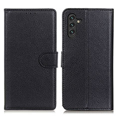 Leather Case Stands Flip Cover Holder A03D for Samsung Galaxy A13 5G Black