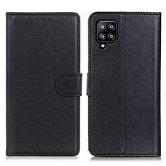 Leather Case Stands Flip Cover Holder A03D for Samsung Galaxy A22 4G Black