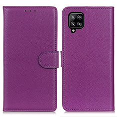 Leather Case Stands Flip Cover Holder A03D for Samsung Galaxy A22 4G Purple