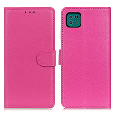 Leather Case Stands Flip Cover Holder A03D for Samsung Galaxy A22 5G Hot Pink