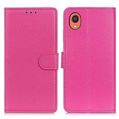 Leather Case Stands Flip Cover Holder A03D for Samsung Galaxy A22 5G SC-56B Hot Pink