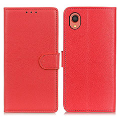 Leather Case Stands Flip Cover Holder A03D for Samsung Galaxy A22 5G SC-56B Red