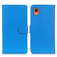 Leather Case Stands Flip Cover Holder A03D for Samsung Galaxy A22 5G SC-56B Sky Blue