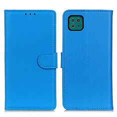 Leather Case Stands Flip Cover Holder A03D for Samsung Galaxy A22 5G Sky Blue