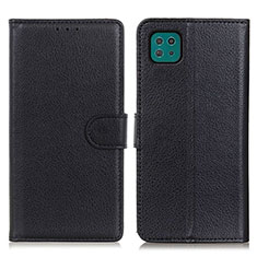 Leather Case Stands Flip Cover Holder A03D for Samsung Galaxy A22s 5G Black