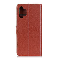 Leather Case Stands Flip Cover Holder A03D for Samsung Galaxy A32 4G Brown