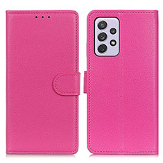 Leather Case Stands Flip Cover Holder A03D for Samsung Galaxy A73 5G Hot Pink