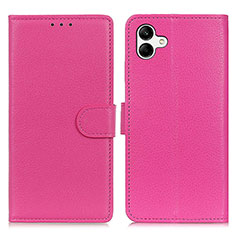 Leather Case Stands Flip Cover Holder A03D for Samsung Galaxy F04 Hot Pink