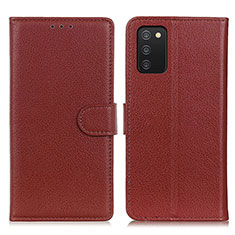 Leather Case Stands Flip Cover Holder A03D for Samsung Galaxy M02s Brown