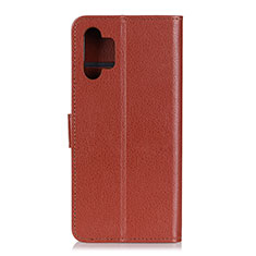 Leather Case Stands Flip Cover Holder A03D for Samsung Galaxy M32 5G Brown