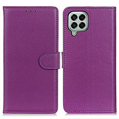 Leather Case Stands Flip Cover Holder A03D for Samsung Galaxy M33 5G Purple