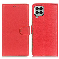 Leather Case Stands Flip Cover Holder A03D for Samsung Galaxy M33 5G Red