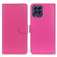 Leather Case Stands Flip Cover Holder A03D for Samsung Galaxy M53 5G Hot Pink