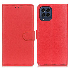 Leather Case Stands Flip Cover Holder A03D for Samsung Galaxy M53 5G Red