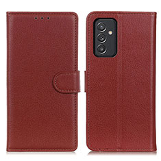 Leather Case Stands Flip Cover Holder A03D for Samsung Galaxy Quantum4 5G Brown