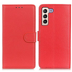 Leather Case Stands Flip Cover Holder A03D for Samsung Galaxy S21 5G Red