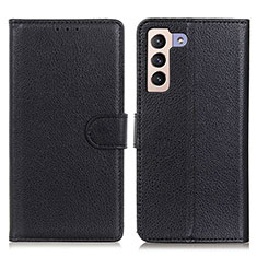 Leather Case Stands Flip Cover Holder A03D for Samsung Galaxy S22 Plus 5G Black