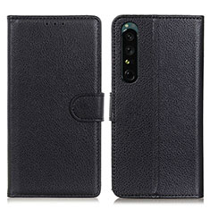 Leather Case Stands Flip Cover Holder A03D for Sony Xperia 1 IV Black