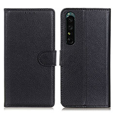 Leather Case Stands Flip Cover Holder A03D for Sony Xperia 1 IV SO-51C Black