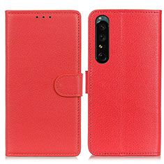 Leather Case Stands Flip Cover Holder A03D for Sony Xperia 1 IV SO-51C Red