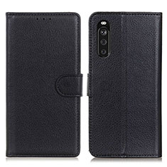 Leather Case Stands Flip Cover Holder A03D for Sony Xperia 10 III SO-52B Black