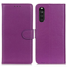 Leather Case Stands Flip Cover Holder A03D for Sony Xperia 10 III SO-52B Purple