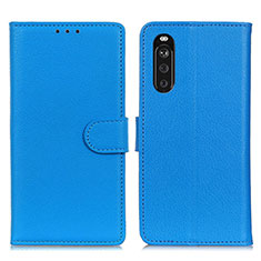Leather Case Stands Flip Cover Holder A03D for Sony Xperia 10 III SOG04 Sky Blue