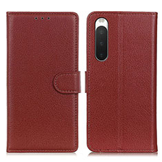 Leather Case Stands Flip Cover Holder A03D for Sony Xperia 10 IV SO-52C Brown