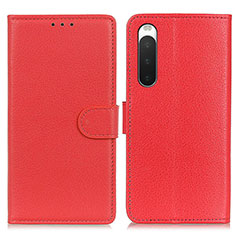 Leather Case Stands Flip Cover Holder A03D for Sony Xperia 10 IV SO-52C Red