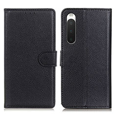 Leather Case Stands Flip Cover Holder A03D for Sony Xperia 10 IV SOG07 Black