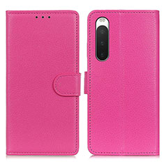 Leather Case Stands Flip Cover Holder A03D for Sony Xperia 10 IV SOG07 Hot Pink