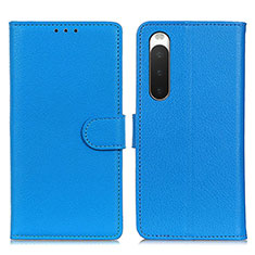 Leather Case Stands Flip Cover Holder A03D for Sony Xperia 10 IV SOG07 Sky Blue