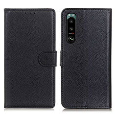 Leather Case Stands Flip Cover Holder A03D for Sony Xperia 5 III Black