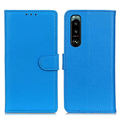 Leather Case Stands Flip Cover Holder A03D for Sony Xperia 5 III SO-53B Sky Blue