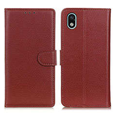 Leather Case Stands Flip Cover Holder A03D for Sony Xperia Ace III Brown
