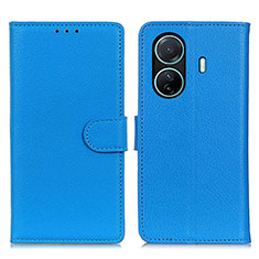 Leather Case Stands Flip Cover Holder A03D for Vivo iQOO Z6 Pro 5G Sky Blue