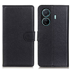 Leather Case Stands Flip Cover Holder A03D for Vivo T1 5G Black