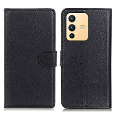 Leather Case Stands Flip Cover Holder A03D for Vivo V23 5G Black