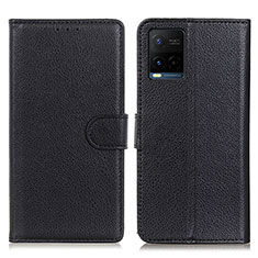 Leather Case Stands Flip Cover Holder A03D for Vivo Y21G Black