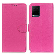 Leather Case Stands Flip Cover Holder A03D for Vivo Y32 4G Hot Pink