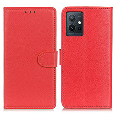 Leather Case Stands Flip Cover Holder A03D for Vivo Y75 5G Red