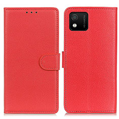 Leather Case Stands Flip Cover Holder A03D for Wiko Y52 Red