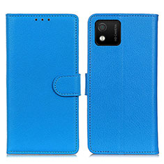 Leather Case Stands Flip Cover Holder A03D for Wiko Y52 Sky Blue