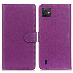 Leather Case Stands Flip Cover Holder A03D for Wiko Y82 Purple