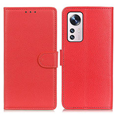 Leather Case Stands Flip Cover Holder A03D for Xiaomi Mi 12 Pro 5G Red