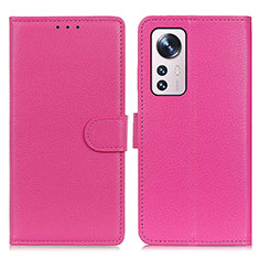 Leather Case Stands Flip Cover Holder A03D for Xiaomi Mi 12S 5G Hot Pink