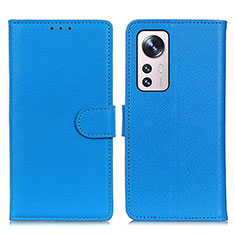 Leather Case Stands Flip Cover Holder A03D for Xiaomi Mi 12X 5G Sky Blue