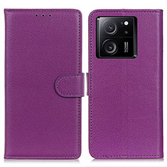 Leather Case Stands Flip Cover Holder A03D for Xiaomi Mi 13T 5G Purple