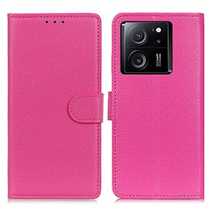 Leather Case Stands Flip Cover Holder A03D for Xiaomi Mi 13T Pro 5G Hot Pink